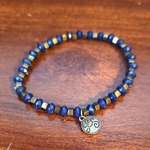 Blue and Gold Beaded Bracelet